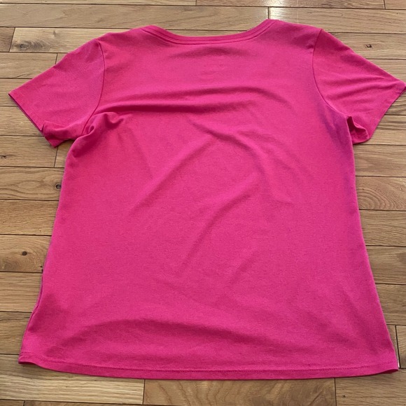 Nike Dri Fit Athletic Cut V Neck Short Sleeve Tee Shirt Women's Medium Pink - Picture 5 of 5
